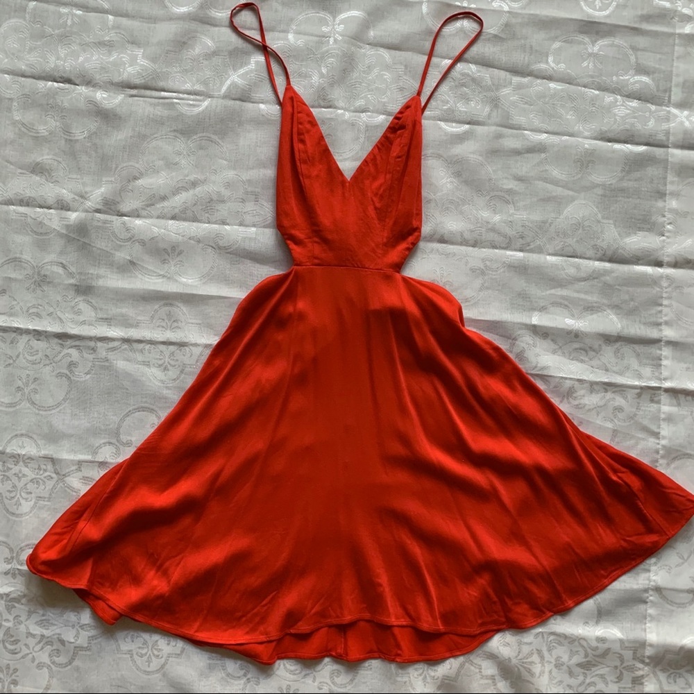 NEW RED MINI CUTOUT FLARE DRESS - URBAN OUTFITTERS